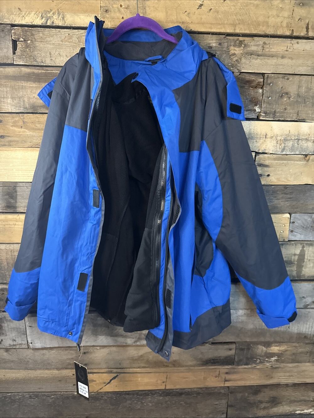 Victory Sportswear Jacket Coat, Black And Blue, Style 18828, Medium
